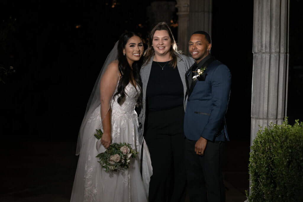 Wedding venue manager and lead planner Diane Scott with her Bakersfield all-inclusive wedding couple.