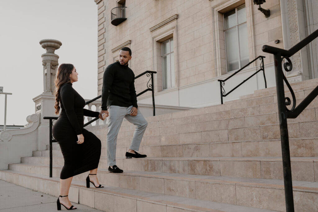 Bakersfield recently engaged couple during their engagement photo shoot